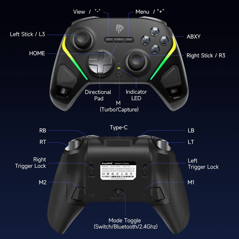 EasySMX - D10 PC Multimode Gamepad with Charging Base (Black) - Gaming Controller - EasySMX - Zenox