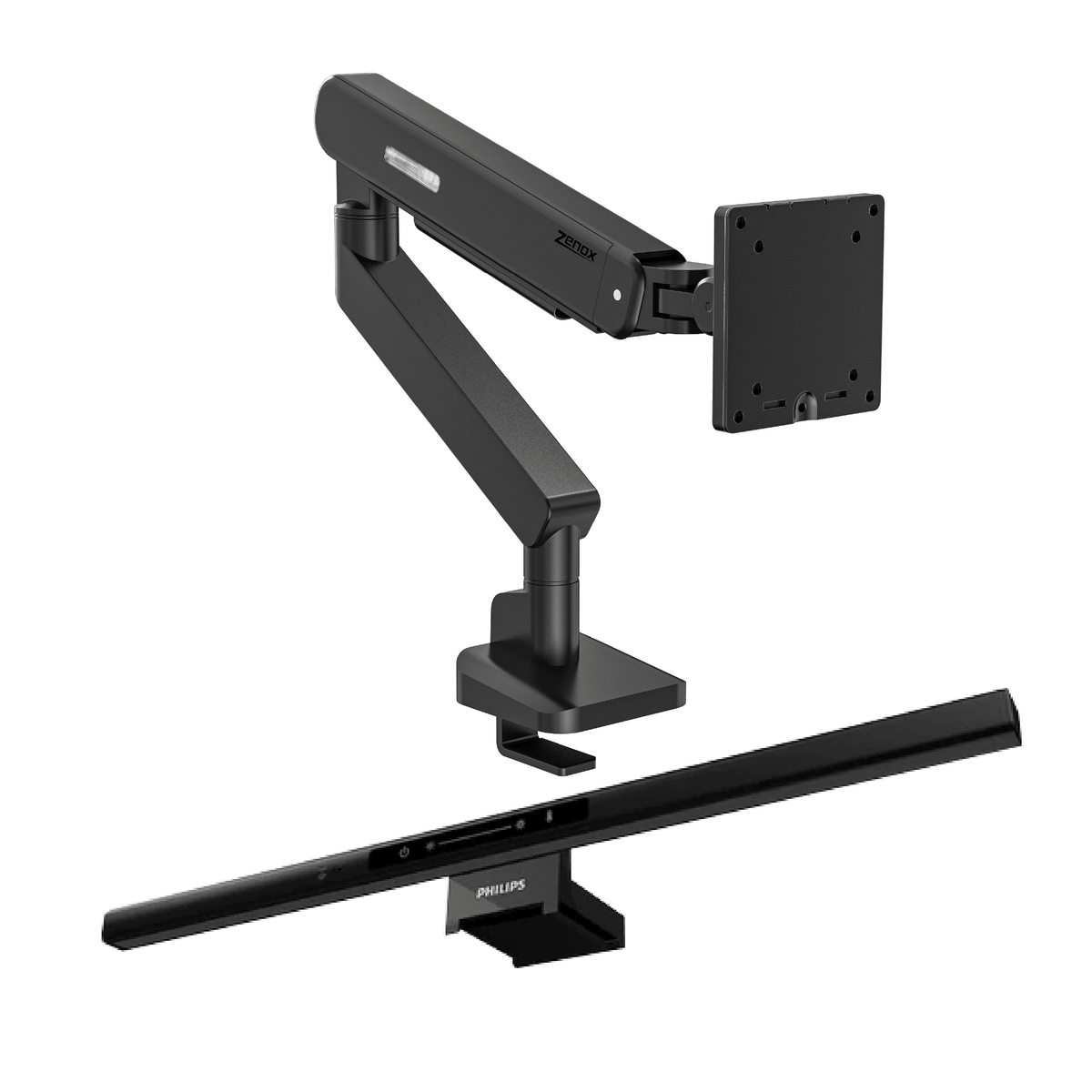 Bundle 2 Philips 66219 Edison Pro PC screen light TW-HK (Black)+ Zenox MA51 Monitor Arm (2-11kg, 40'' max) - Desk Lamp -Philips - Zenox