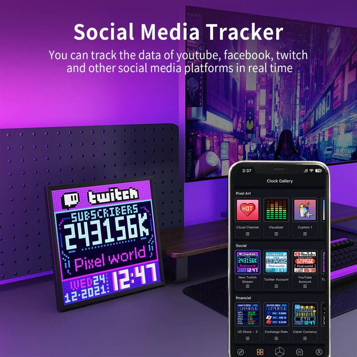 Divoom Pixoo64 64x64 Pixel Art LED Display Social Media Counter - LED Display - Divoom - Zenox