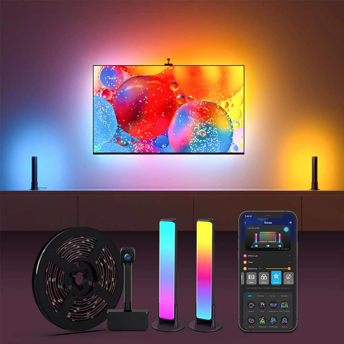 Govee B605B DreamView T1 Pro TV Backlight (LED Light Strip + Wi-Fi TV ...