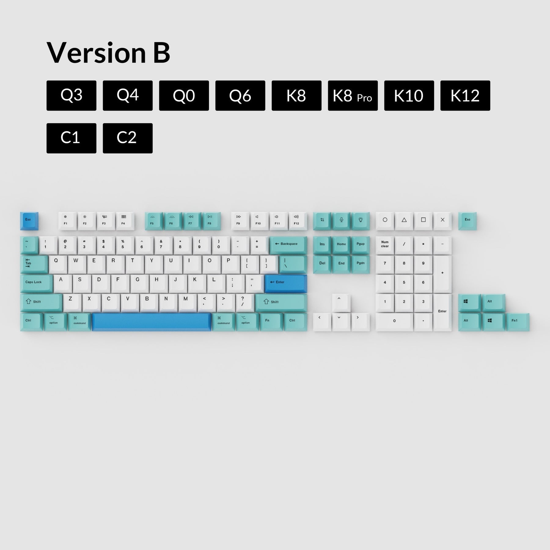 Keychron OEM Dye - Sub PBT Keycap Set - Iceberg - Keycap Set - Keychron - Zenox