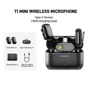 Maono T1 Mini Lavalier Wireless Microphone (Type - C Receiver) - Microphone - Maono - Zenox