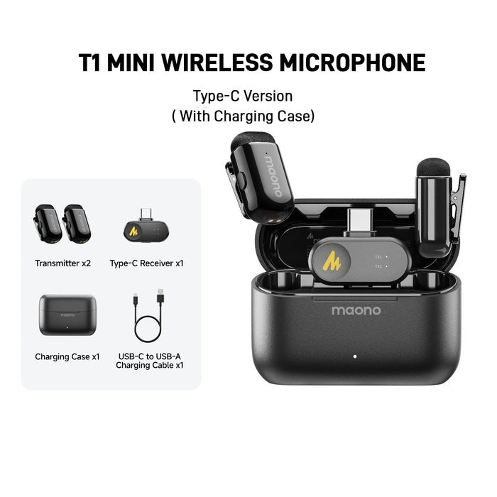 Maono T1 Mini Lavalier Wireless Microphone (Type - C Receiver) - Microphone - Maono - Zenox