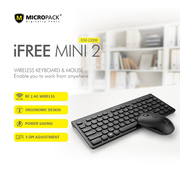 Micropack iFREE MINI 2 Slim Wireless Combo - Keyboard + Mouse - Micropack - Zenox