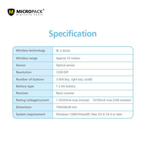 Micropack Speedy Lite RF 2.4G Wireless Mouse - Mouse - Micropack - Zenox