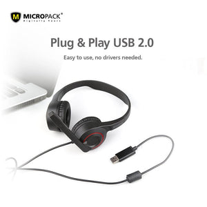 Micropack Stereo Sound Headphone (USB - A) - Headset - Micropack - Zenox