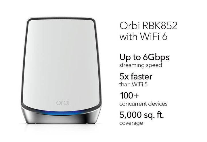 NETGEAR - RBK852 Orbi AX6000 Tri - band AX Mesh WiFi 6 System (2 - pack) Router - Router - Netgear - Zenox