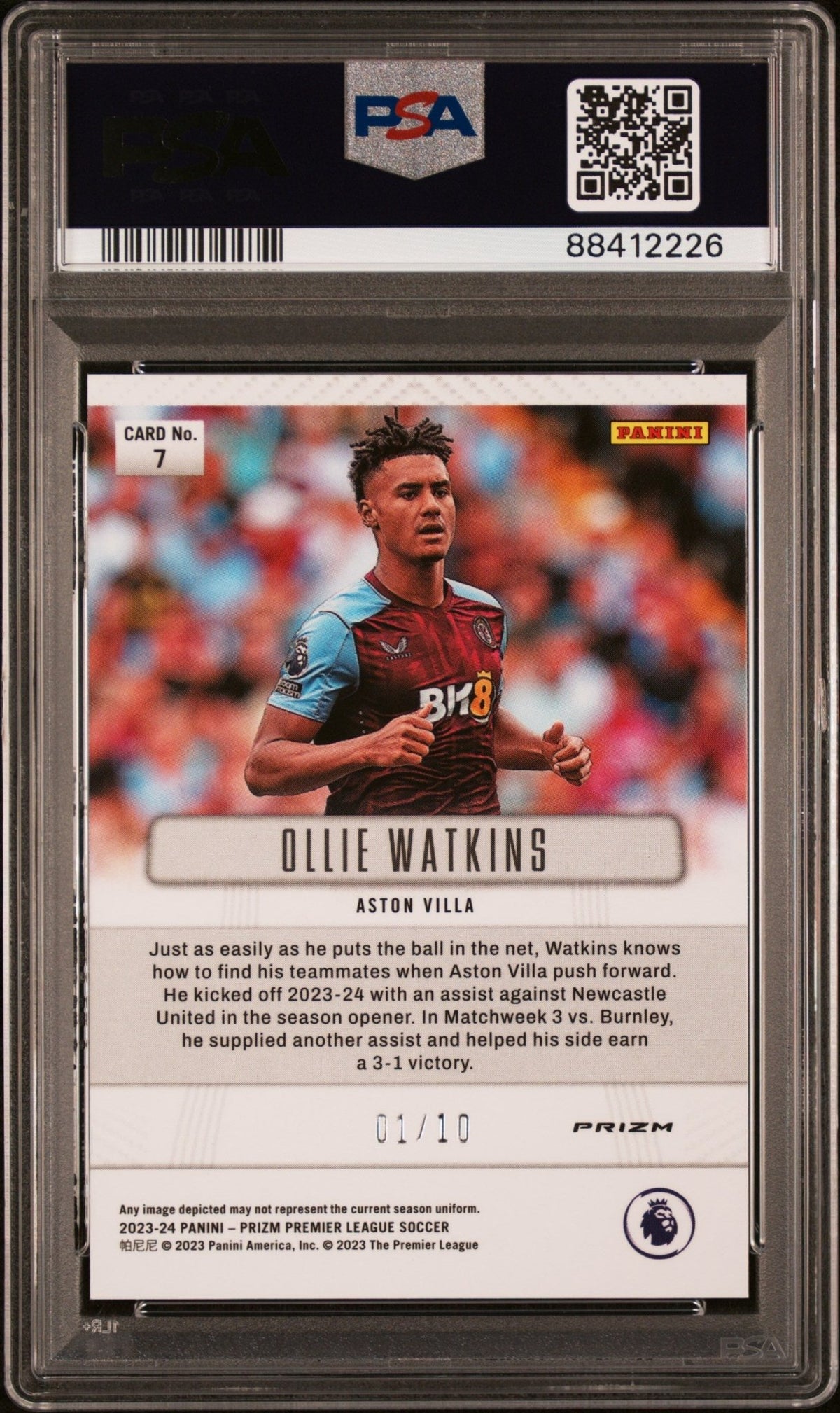Sports Card - 2023-24 PANINI PRIZM PREMIER LEAGUE PRIZM FLASHBACK 2012 #7 OLLIE WATKINS 2012-GOLD PRIZM POP1 1/10 ( PSA 10) - Singles -Sports - Zenox
