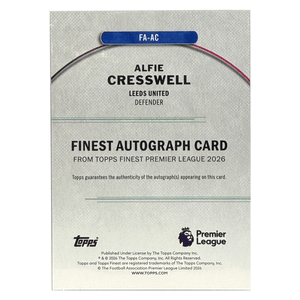Sports Card - 2025-26 TOPPS FINEST PREMIER LEAGUE ALFIE CRESSWELL RC AUTO - Singles -Sports - Zenox
