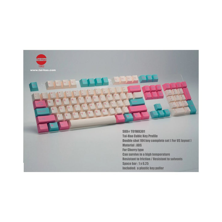 Tai - Hao - Blue + Pink - Doubleshot ABS/Cubic Profile/104 Keycaps/1 Keys Puller - Keycap Set - Tai - Hao - Zenox