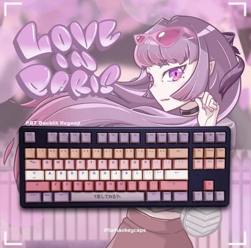 Tai - Hao - Love in Paris - Doubleshot PBT/Backlit/140 Keycaps/2 Keys Puller - Keycap Set - Tai - Hao - Zenox