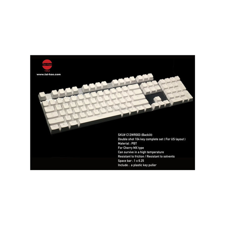 Tai - Hao - Orchid White - Doubleshot PBT/Backlit/104 Keycaps/2 Keys Puller - Keycap Set - Tai - Hao - Zenox
