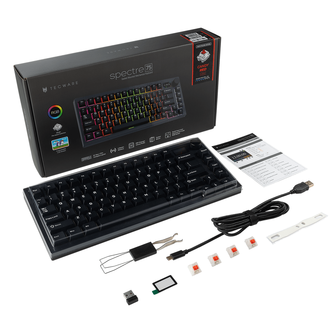 Tecware - Spectre RGB Mechanical Keyboard w/ LCD (Black) - Keyboard - Tecware - Zenox