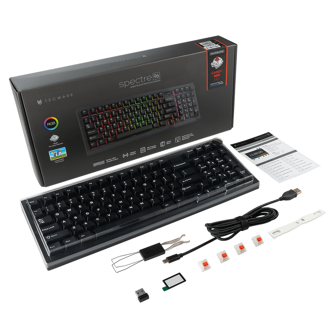Tecware - Spectre RGB Mechanical Keyboard w/ LCD (Black) - Keyboard - Tecware - Zenox