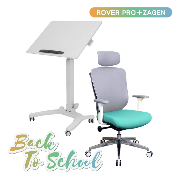 Zenox Zagen Office Chair +Zenox Rover Pro Mobile Standing Desk - Office Desk - Zenox - Zenox