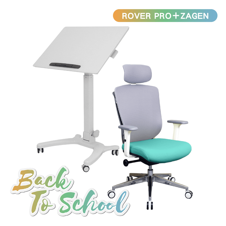 Zenox Zagen Office Chair +Zenox Rover Pro Mobile Standing Desk - Office Desk - Zenox - Zenox