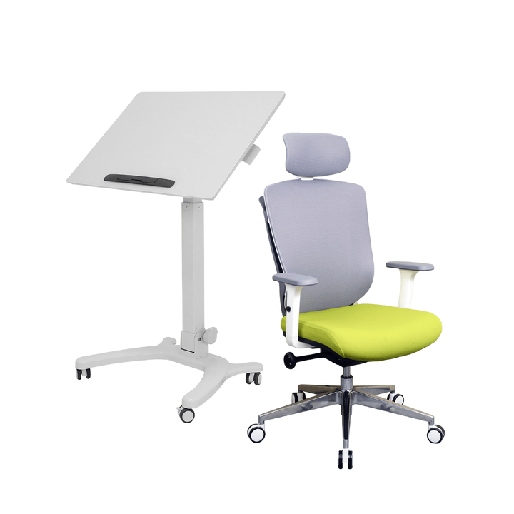 Zenox Zagen Office Chair +Zenox Rover Pro Mobile Standing Desk - Office Desk - Zenox - Zenox