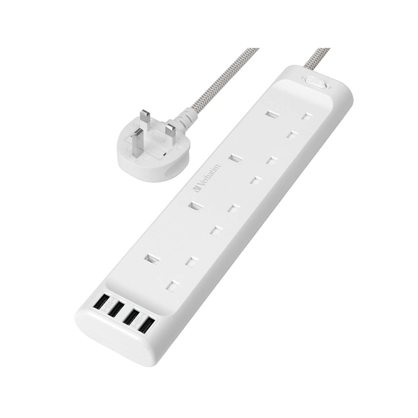 Verbatim 4 AC Outlets & 4 USB-A Ports Power Strip