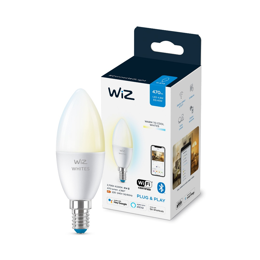 Wiz Wi-Fi 40W C37 E14 927-65 TW 1PF/6 Smart LED Bulb