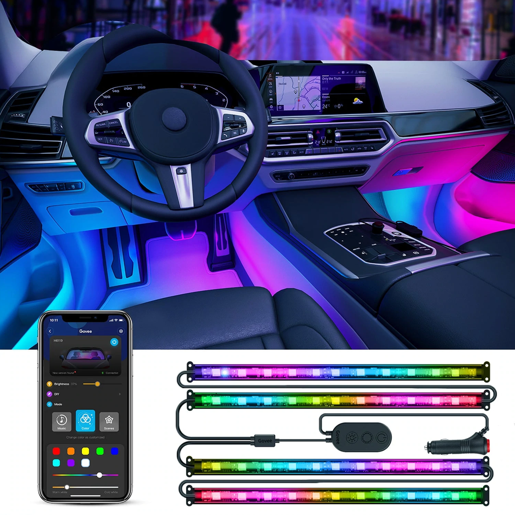 Govee RGBIC Interior Car Lights （30 Scene Mode + 4 Music Mode)-With Remote Control