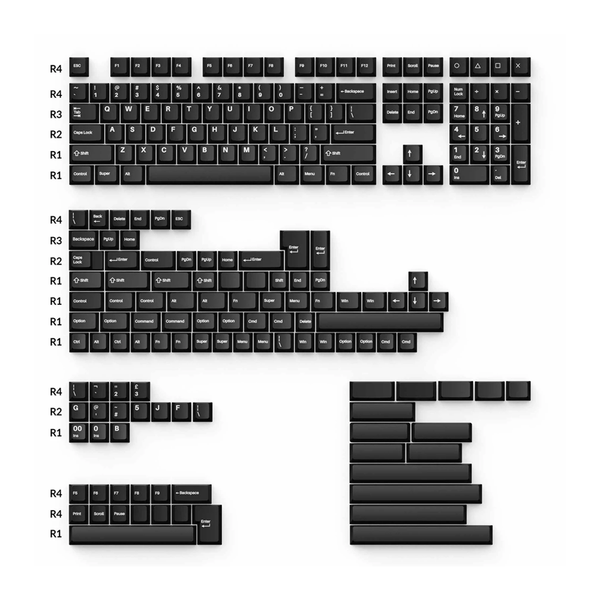 Keychron Cherry Profile Double Shot PBT Full Set Keycaps - White on Black - Wob