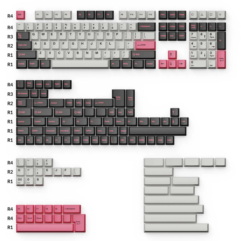Keychron Cherry Profile Double - Shot PBT Full Set Keycaps - Dolch Pink