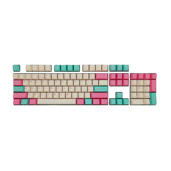 Tai-Hao - Blue + Pink - Doubleshot ABS/Cubic Profile/104 Keycaps/1 Keys Puller