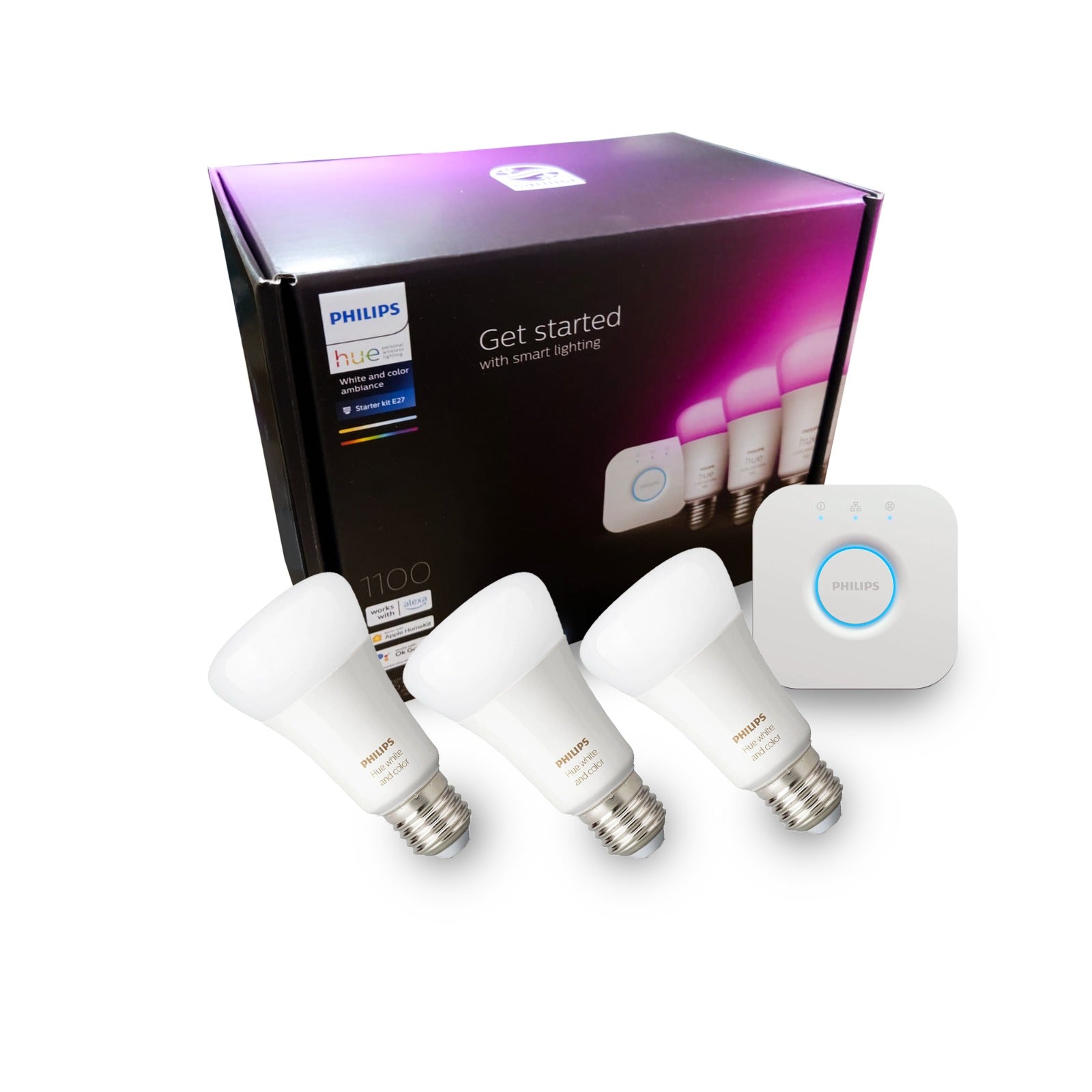 Philips Hue White and Color Starter Kit with Bulb 11W A60 E27 | Smart Home – Zenox